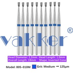 10Burs/pk Dental FG Diamond Burs High Speed Burs Inverted/ Double Inverted Cone
