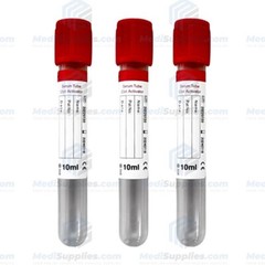 Vacuum Blood Collection Tube (Serum Tube Clot Activator), 10ml, Red, Exp 7/24
