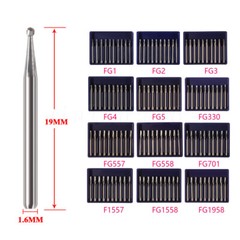 10-100 Dental Clinic Tungsten Carbide Bur Round type For High Speed Handpiece