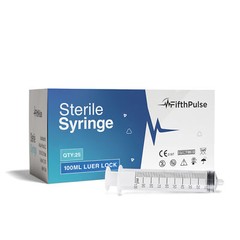 FifthPulse 100ml Syringe with Luer Lock (NO Needle) Dispensing Sterile – 25-Pack