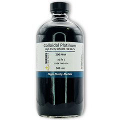 True Colloidal Platinum NanoParticles (PtNPs): 200 ppm – 500 mL in Glass