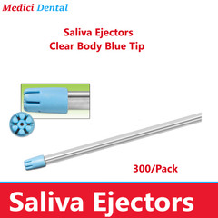 300 (3 Bag) Saliva Ejectors Ejector CLEAR/BLUE Dental Suction Tips Disposable