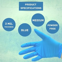 Medium 3 MIL Textured Blue Nitrile Powder-Free Gloves 2000 Pieces