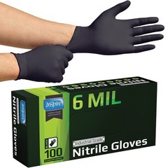 Heavy Duty Disposable Nitrile Gloves | Latex Free, 6mil Black & 8mil Orange | Fo