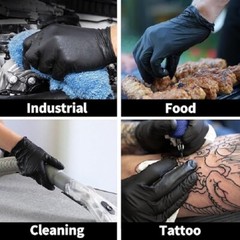 Basic 100pcs Black Vinyl Synthetic Multipurpose Latex Free Disposable Gloves