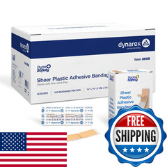 Dynarex Sheer Plastic Adhesive Bandages Water-Resistant And Sterile Non-Stick