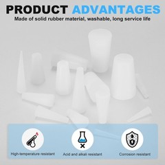 Solid Rubber Stoppers 5x9x20mm, 12 Pcs Tapered Lab Seal Rubber Stopper White