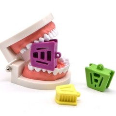 Large (Adult-Purple) Autoclave Mouth Silicone Props Bite Blocks Dental Bag of 10