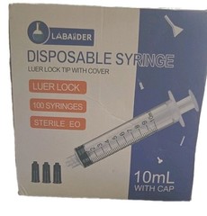 Labaider 100 Count Disposable Syringes 10mL Jello Shos Sterile with Cap Luer Loc
