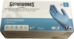 Gloveworks Blue Nitrile PF Exam Gloves – 7 mil – (Case of 10 Boxes/500 Gloves)