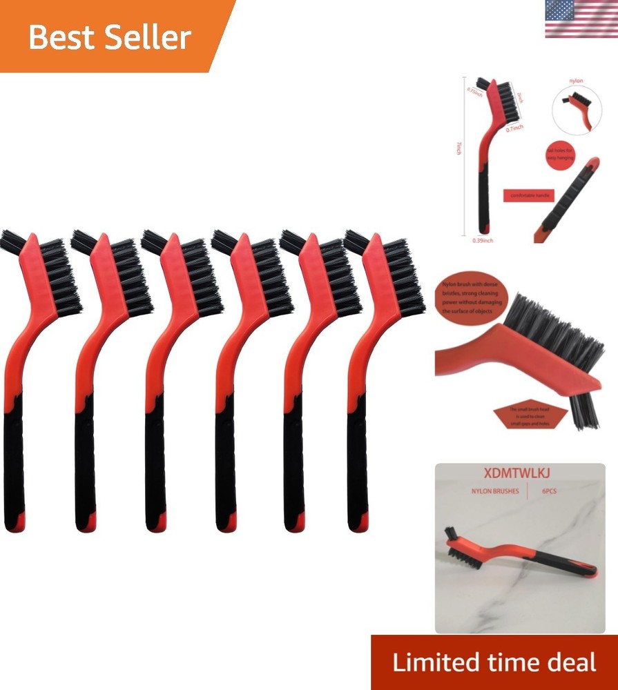 6-Pack Nylon Cleaning Brushes – Non-Scratch Nylon Bristles for Delicate Surfa…