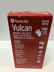 Medicom Vulcan Nitrile Gloves Indigo Medium M 150 Count Per Box Lot of 2 Boxes