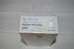 THE SAFTEY ZONE ~ DISPOSABLE NITRILE GLOVES ~ AMBIDEXTROUS ~ 100 COUNT ~ LARGE