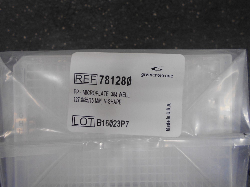 Greiner Bio-One 781280 PP 384 Well Microplate V Shape Bag of 10