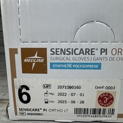Sensicare Surgical Gloves PI ORTHO LT *1 Box 50 Pair* Sterile Size: 6 *See Date*