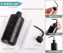 Melphoe Tattoo Wash Bottle Squeeze 3Pcs 500ml Squirt 3*500ml, Black