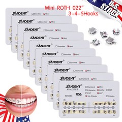 10 Packs Dental Orthodontic Braces Brackets Mini Roth 022″Slot w/ 3 4 5 Hooks