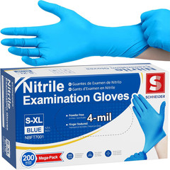 Schneider Medical Nitrile Exam Gloves, 4 Mil, Powder-Free, Latex-Free, Disposabl