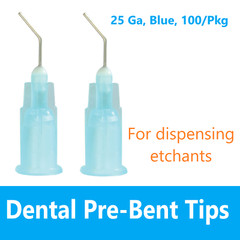 Dental Etchant 100 (Blue) Pre Bent Tips for Etch 25 Ga., Buy 10 Get 1x(100) Free