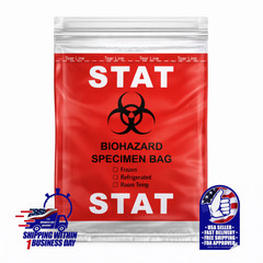 1000PCS 6x9IN STAT SPECIMEN TRANSPORT BIOHAZARD BAG, RED, ECONO-ZIP