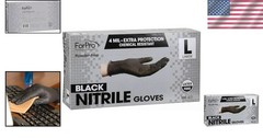 Powder-Free Black Nitrile Gloves, Large Size – 100 Pack, Puncture Resistant