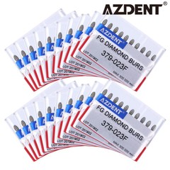 10Pcs/Box AZDENT Dental Diamond Burs FOOTBALL FINE RED Friction Grip 379-023F