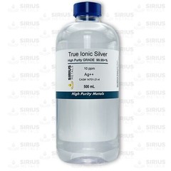 True Free Silver Ions (Ag++): 10 ppm, 99.99+% Purity – 500 mL in Plastic