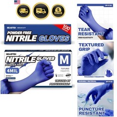 Nitrile Exam Gloves, 4.0 Mil 100 Pcs, Powder-Free Latex-Free Medical Cooking …