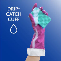 Playtex Medium Living Fuchsia Pink and Navy Latex/Neoprene/Nitrile Gloves 4-Pai