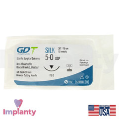 GDT Dental Braided Silk Thread Black Silicone SteriIe Individual Packs