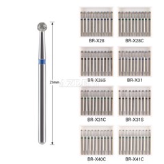 AZDENT Dental Diamond Round Burs For High Speed Handpiece Friction Grip 1.6mm