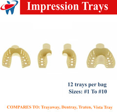 Dental Impression Trays Perforated Plastic Disposable (CHOOSE SIZE) (FDA) 12/Bag