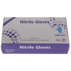 House Brand Dentistry Nitrile Exam Gloves Powder Free Textured Blue 100/Bx
