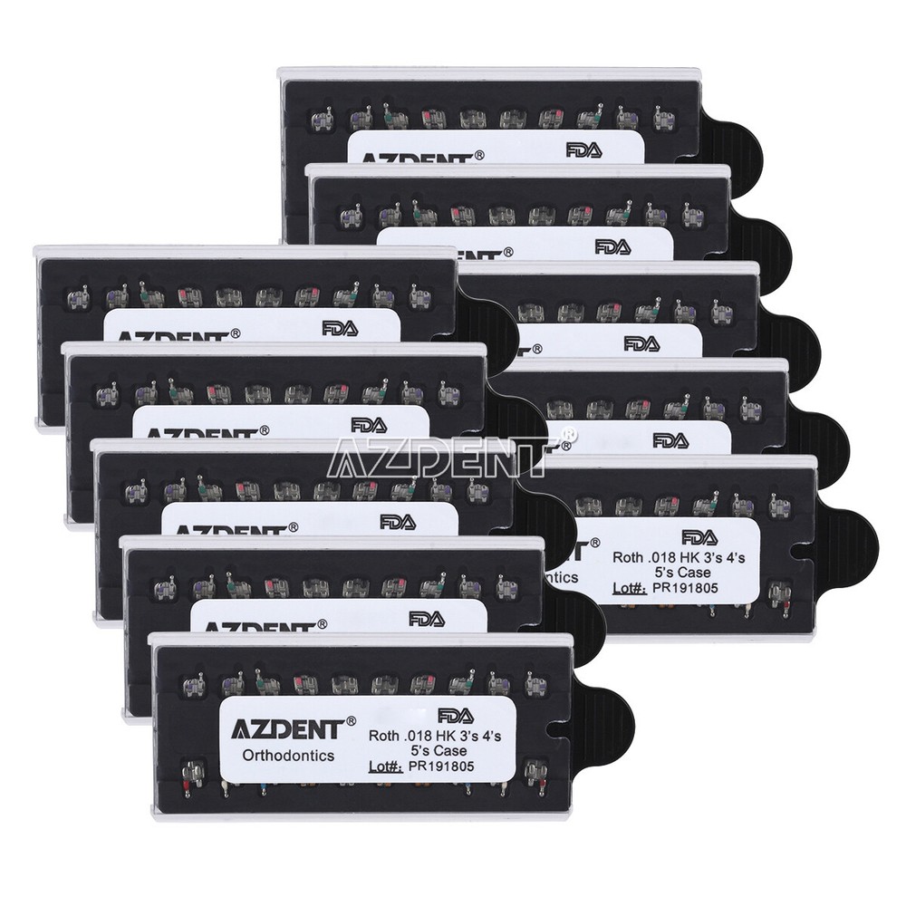1-50X AZDENT Dental Ortho Monoblock Brackets Braces Mini Roth .018 3-4-5 Hooks
