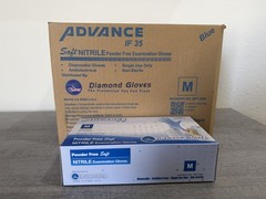 Advance IF35 Exam Powder Free Blue Nitrile Gloves, Size Medium, Case of 10 Boxes