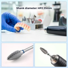 AZDENT Dental Lab Tungsten Carbide Burs HP 2.35mm Polishing Bur Low Speed