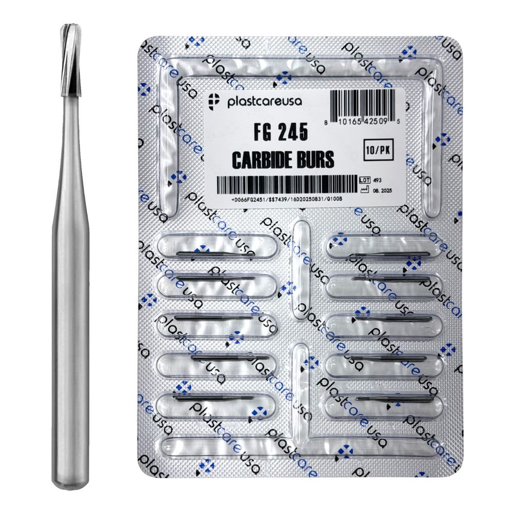 10 FG 245 Carbide Dental Burs High Speed Handpiece Friction Grip Drill Bits