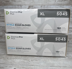Premier Pro Plus Nitrile Exam Gloves Powder free 2 Boxes Size X-LARGE *See Date*