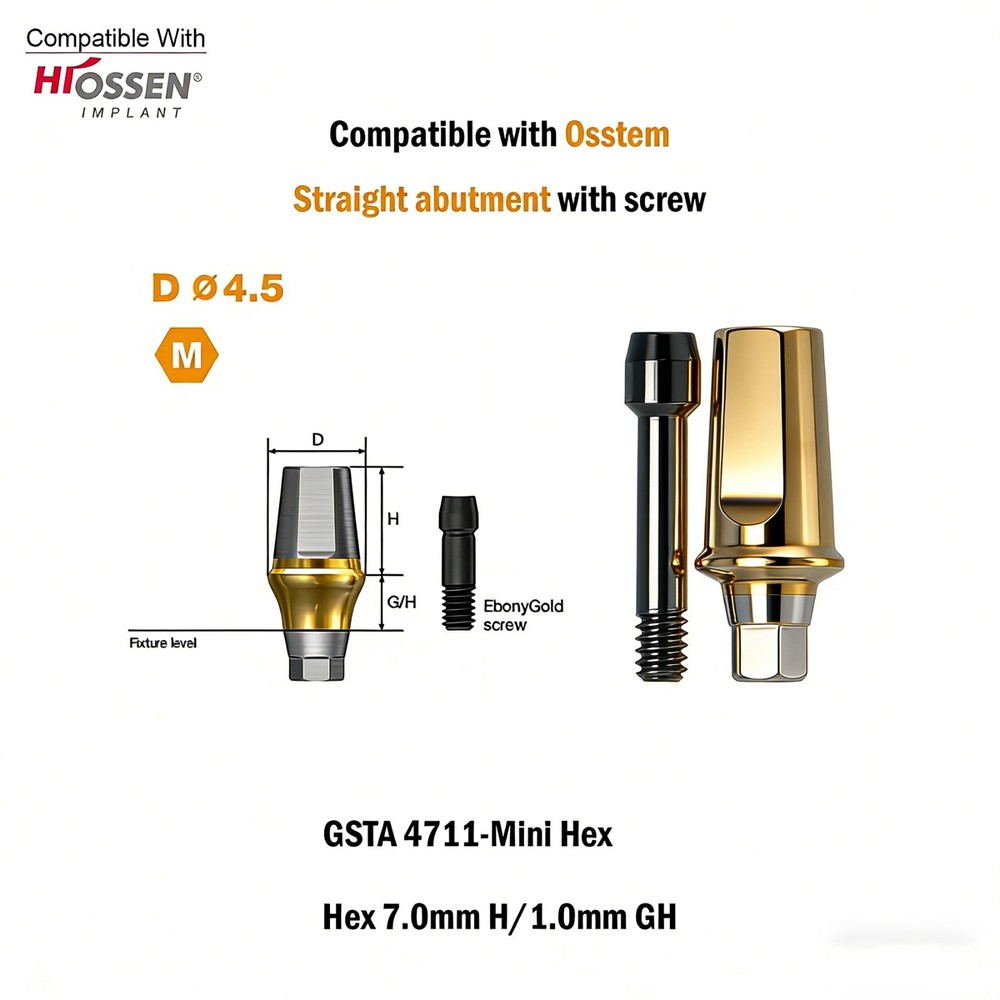1pc Dental Titanium Straight Abutment Ti Cemented Abutment for Osstem Hiossen TS
