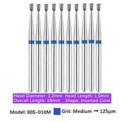 Vakker Dental Inverted Cone FG Diamond Bur 805-010M 10/pk