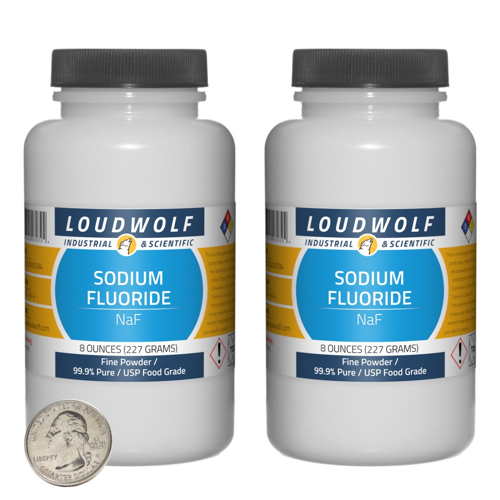 Sodium Fluoride / 1 Pound / 2 Bottles / 99.9% Pure USP Food Grade / Fine Powder