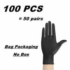 100PCS Black Nitrile Gloves Latex Free Disposable Work Cleaning Gloves