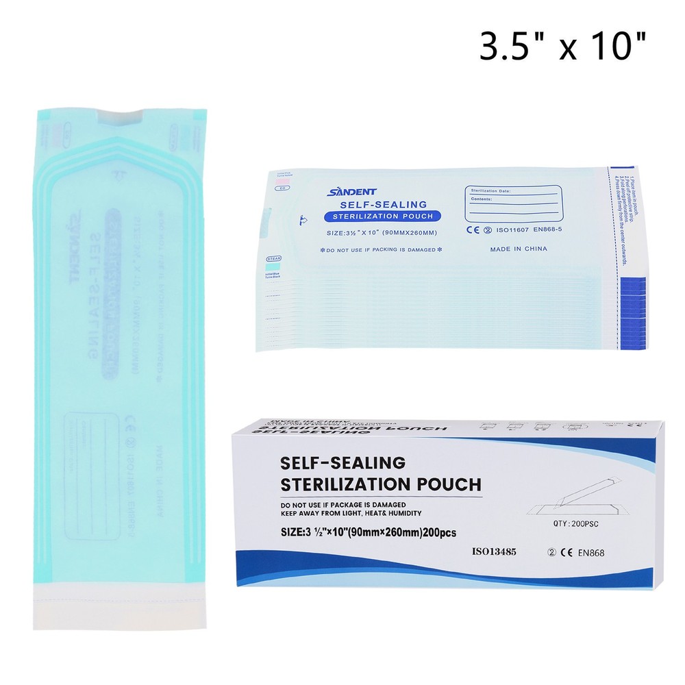 3.5″ x 10″ Dental Medical Self Seal Pouch Sterilization Bag Pouches (200 Bags)