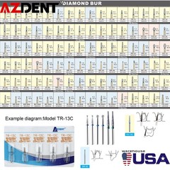 AZDENT 5Pcs Dental FG Diamond Burs For High Speed Handpiece Friction Grip