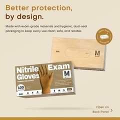 SUP Nitrile Gloves, PowderFree, Food Safe, 100 Count, Medium, Tan