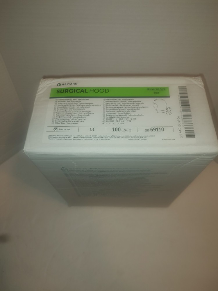 Halyard 69110 Surgical Hood Blue 100 Count Universal Size New In Box