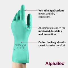 Ansell Alphatec Solvex 37-175 Flocked Chemical-Resistant Gloves For Cleaning