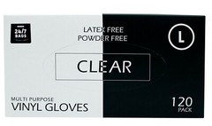 120 Vinyl Disposable Gloves, Sizes Small- X-Large, Latex Free, Powder Free
