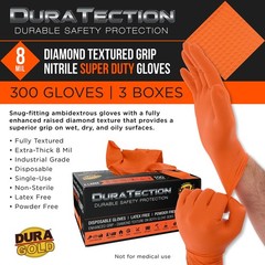 Dura-Gold Duratection 8 Mil Orange Super Duty Diamond Textured Nitrile