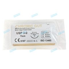 50Pcs Absorbable Dental Surgical Sutures CHROMIC GUT 3-0 PGA 4/0 Natural Needled